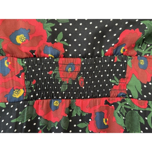 FREE PEOPLE Morning Light Satin Mini Dress in Black Poppy Floral/Polka Dot Sz 8 - Picture 11 of 16